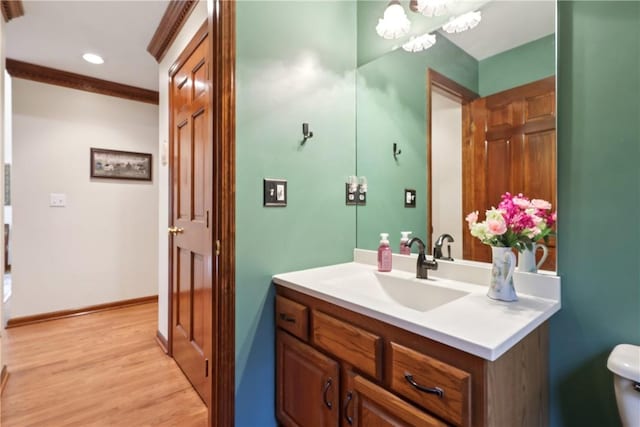 308 Heather Hill Dr, Pine Twp, PA 15044 - bathroom with vanity, wood finished floors, recessed lighting, and a chandelier