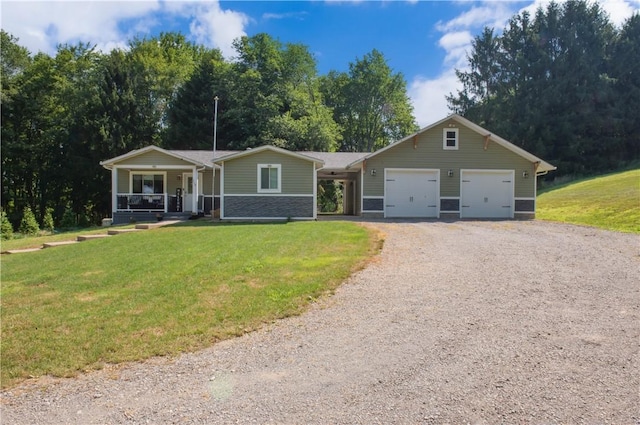 113 Betty Ln, Butler, PA 16002 - view of front of house with driveway, covered porch, a front yard, and a garage