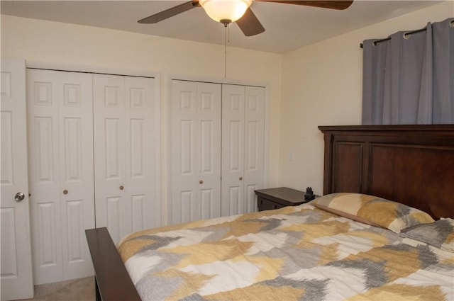113 Betty Ln, Butler, PA 16002 - bedroom featuring two closets and a ceiling fan