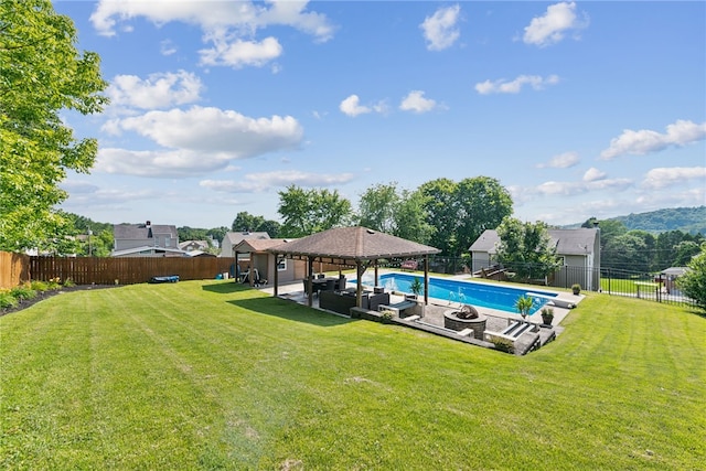 219 Tea Rose Ln, Harrison Twp, PA 15065 - view of swimming pool featuring a gazebo, a fenced backyard, and a patio area