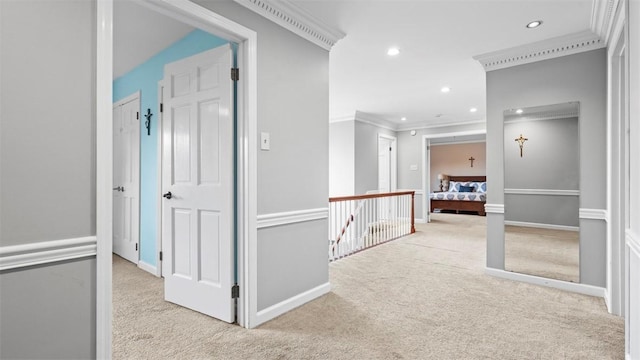 108 Trenton Cir, Peters Twp, PA 15317 - hall featuring carpet flooring, crown molding, and recessed lighting