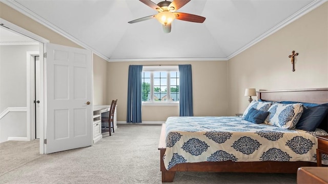 108 Trenton Cir, Peters Twp, PA 15317 - carpeted bedroom with lofted ceiling, a ceiling fan, and crown molding