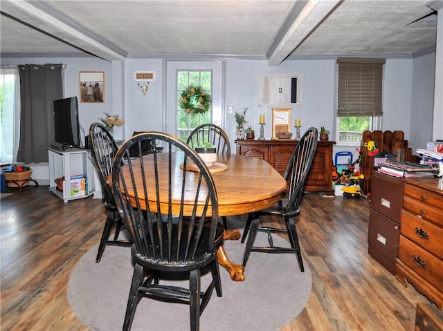 8263 Mentor Rd, Forward Twp, PA 15037 - dining area featuring wood finished floors, plenty of natural light, and beam ceiling