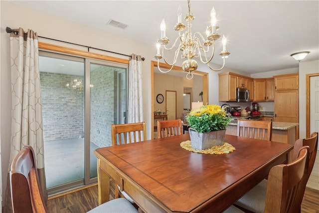 163 Nesbitt Rd, Neshannock Twp, PA 16105 - dining area featuring dark wood-style floors and a chandelier