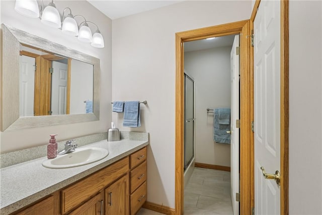 163 Nesbitt Rd, Neshannock Twp, PA 16105 - full bath with vanity, a shower stall, and tile patterned flooring