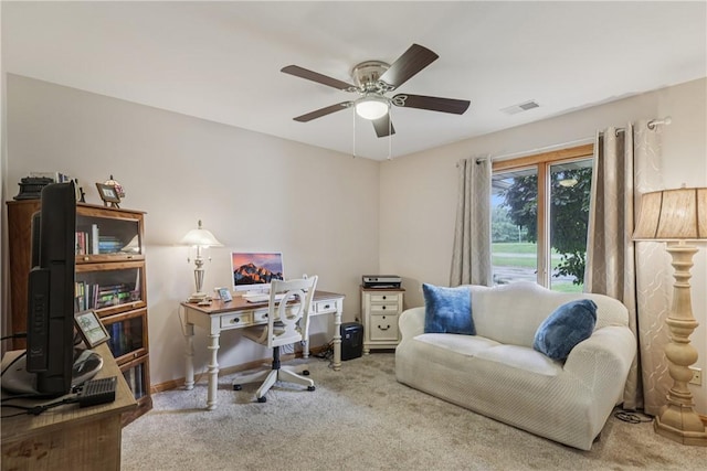 163 Nesbitt Rd, Neshannock Twp, PA 16105 - carpeted office space with ceiling fan and baseboards