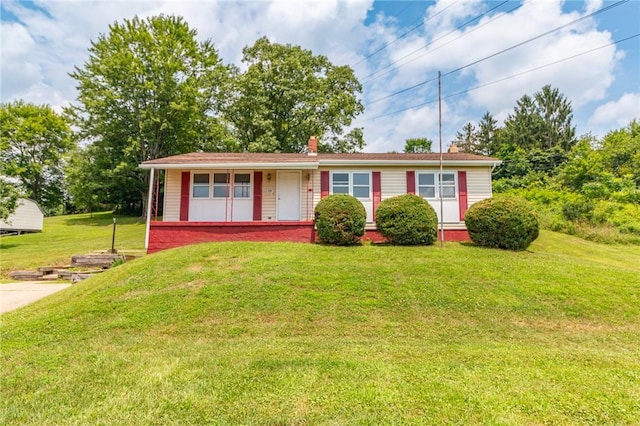 109 New Orchard Dr, Frazer, PA 15084 - view of front of house with a porch, a front yard, and a chimney