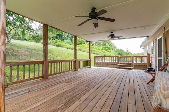 109 New Orchard Dr, Frazer, PA 15084 - wooden terrace with ceiling fan and a yard