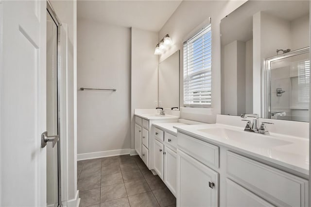 1008 Adair Ave, Middlesex Twp, PA 16059 - full bath featuring a shower stall, double vanity, and tile patterned flooring