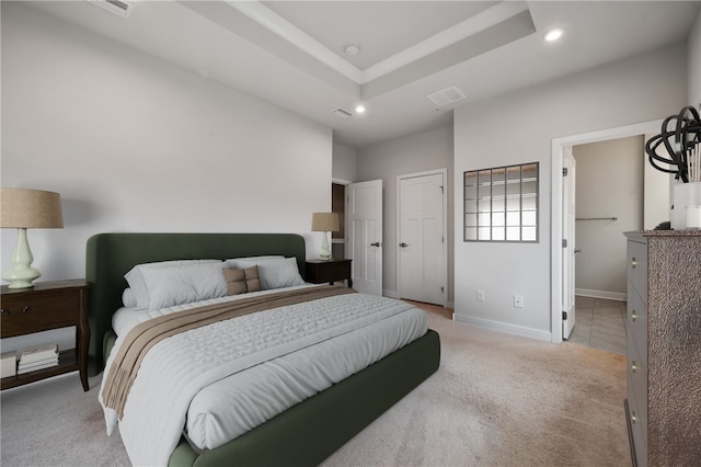 1008 Adair Ave, Middlesex Twp, PA 16059 - bedroom with light colored carpet, recessed lighting, and a tray ceiling