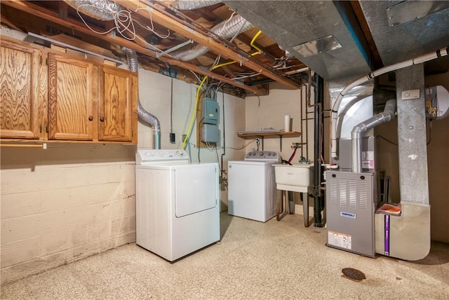 613 Newton Sq, Moon/Crescent Twp, PA 15108 - unfinished basement with washing machine and clothes dryer and heating unit