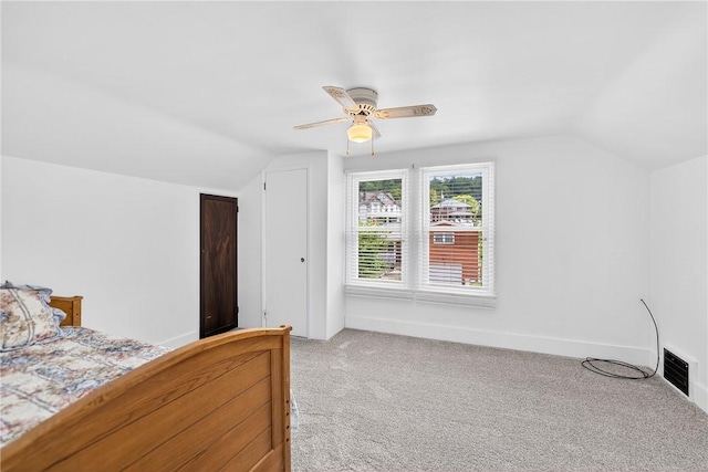 222 S 8th St, West Newton, PA 15089 - carpeted bedroom with lofted ceiling and ceiling fan