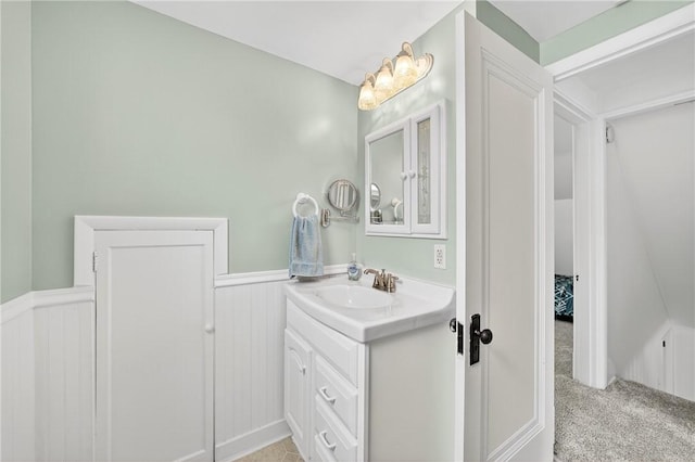 222 S 8th St, West Newton, PA 15089 - bathroom with vanity and a wainscoted wall