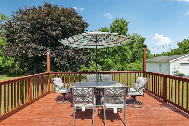 168 Debernardo Ln, Mahoning Twp, PA 16132 - deck with outdoor dining space and view of wooded area