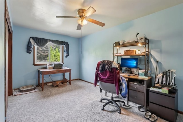 168 Debernardo Ln, Mahoning Twp, PA 16132 - carpeted office space featuring a ceiling fan and baseboards