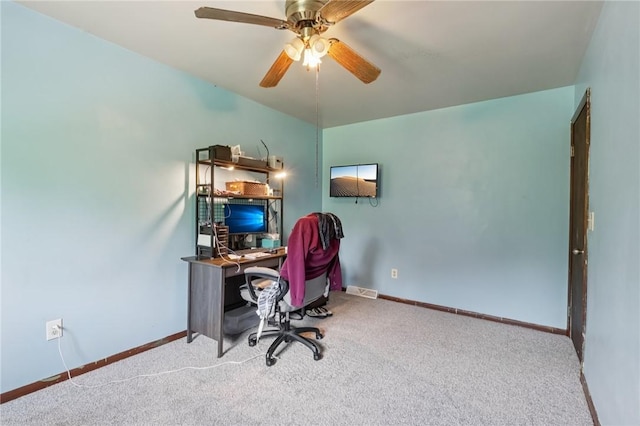 168 Debernardo Ln, Mahoning Twp, PA 16132 - office area with carpet floors and a ceiling fan