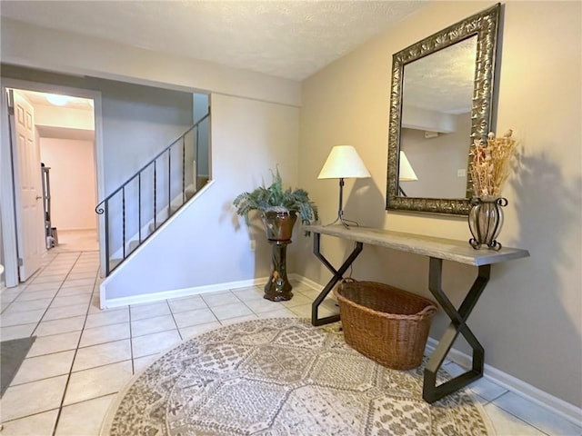 157 Aberdeen Dr, Mccandless, PA 15237 - hall with stairs, a textured ceiling, and tile patterned flooring