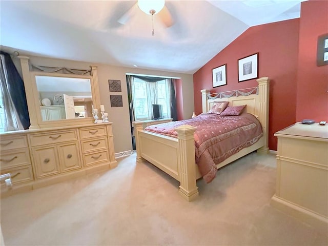 157 Aberdeen Dr, Mccandless, PA 15237 - bedroom with light colored carpet, lofted ceiling, and a ceiling fan