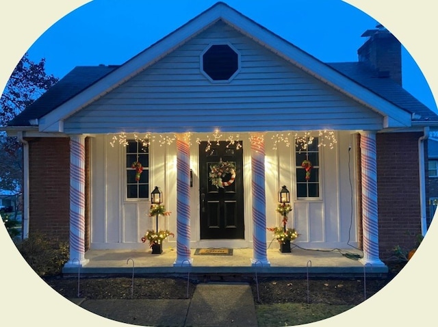 157 Aberdeen Dr, Mccandless, PA 15237 - view of front facade with covered porch, brick siding, and a chimney