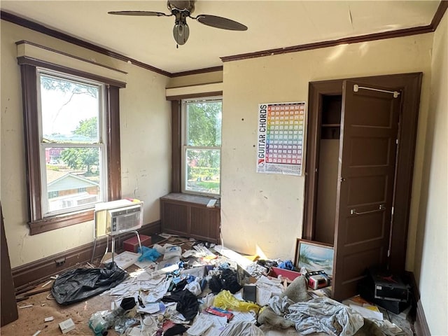 2019 Jenny Lind St, Mckeesport, PA 15132 - bedroom featuring ornamental molding and a ceiling fan
