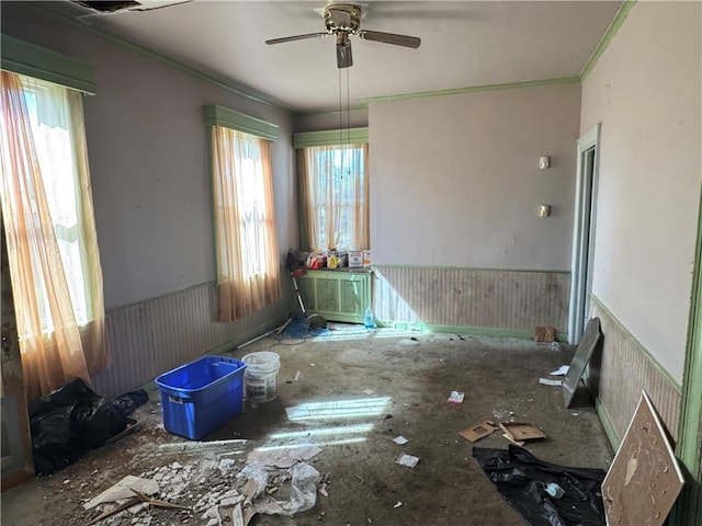 2019 Jenny Lind St, Mckeesport, PA 15132 - spare room with a ceiling fan and crown molding