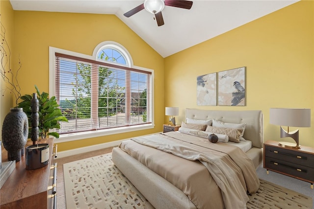 416 Willow Ct, Allegheny Twp, PA 15613 - bedroom with carpet, vaulted ceiling, and ceiling fan
