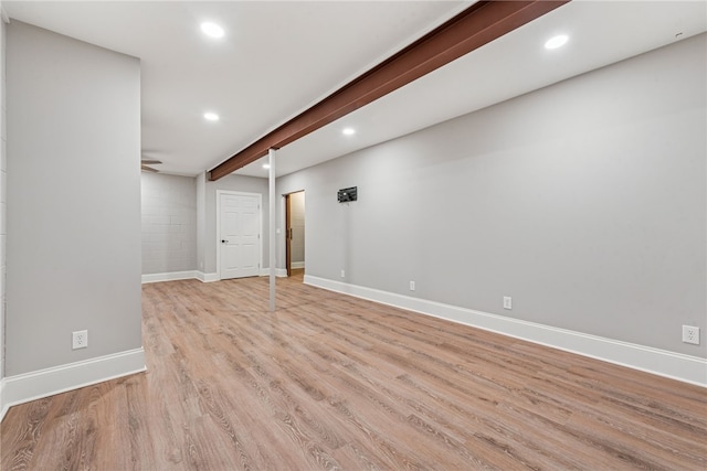 416 Willow Ct, Allegheny Twp, PA 15613 - below grade area with recessed lighting, wood finished floors, and a ceiling fan