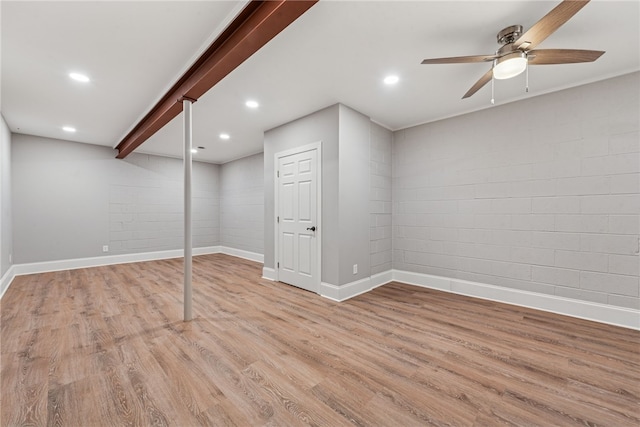416 Willow Ct, Allegheny Twp, PA 15613 - finished below grade area featuring light wood-style flooring, a ceiling fan, and recessed lighting