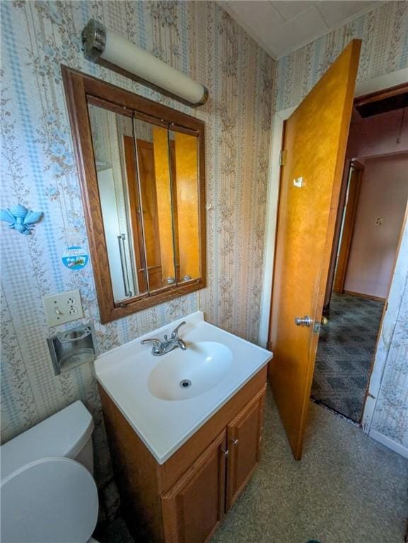 308 E Highland Ave, Ebensburg, PA 15931 - half bathroom featuring wallpapered walls and vanity