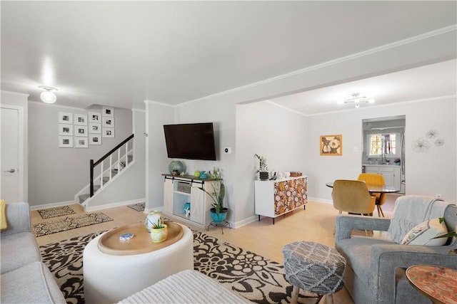 507 Sewickley Heights Dr, Aleppo, PA 15143 - living room featuring stairs and light wood-type flooring