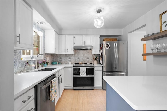 507 Sewickley Heights Dr, Aleppo, PA 15143 - kitchen with appliances with stainless steel finishes, under cabinet range hood, white cabinets, and light countertops