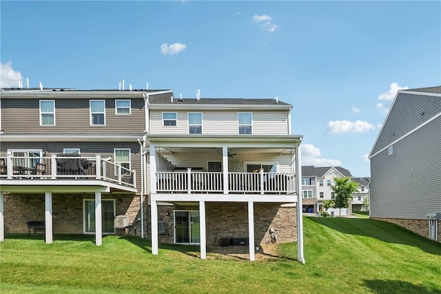 306 Helenium Dr, Adams Twp, PA 16046 - back of property with a deck, ceiling fan, and a yard