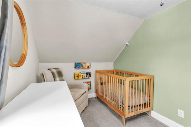 203 Stoney Hollow Rd, Winfield Twp, PA 16023 - bedroom with vaulted ceiling, carpet flooring, and a nursery area