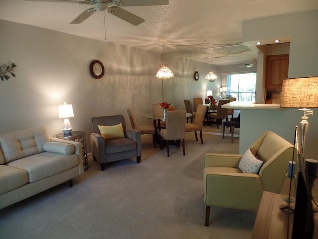2160 Greentree Rd Unit 701W, Pittsburgh, PA 15220 - living area with light colored carpet and a ceiling fan