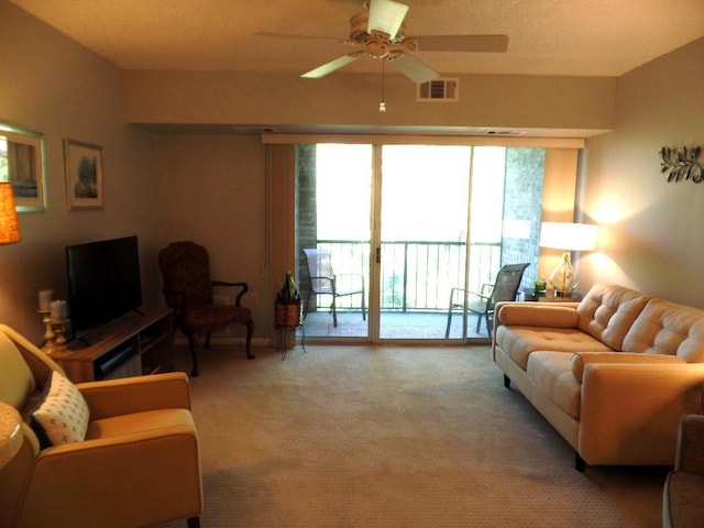 2160 Greentree Rd Unit 701W, Pittsburgh, PA 15220 - living area featuring a ceiling fan and carpet floors