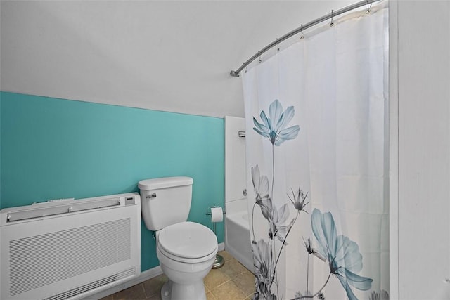 107 Ambridge Ave, Leet Twp, PA 15003 - full bathroom with heating unit, shower / bath combo with shower curtain, and tile patterned floors