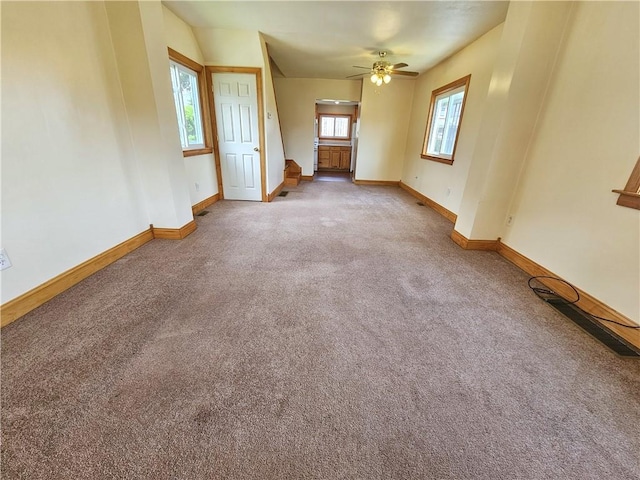 596 Beech St, City Of Washington, PA 15301 - unfurnished living room featuring carpet floors and a ceiling fan