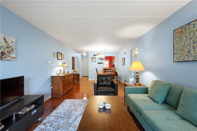 2034 Swallow Hill Rd Unit 419, Pittsburgh, PA 15220 - living room featuring dark wood-style floors and a chandelier