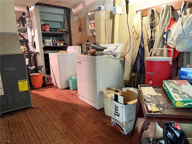 3067 N 3rd St, Jamestown, PA 16134 - unfinished below grade area with separate washer and dryer, carpet, and heating unit