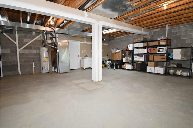 1065 Duncan Ln, Whitehall, PA 15236 - unfinished below grade area with water heater, concrete block wall, and heating unit