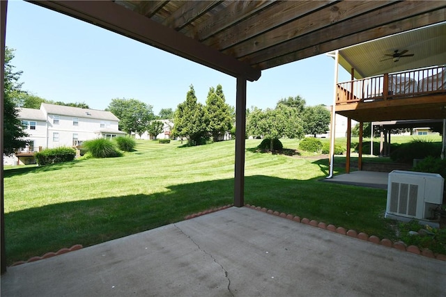 1065 Duncan Ln, Whitehall, PA 15236 - view of green lawn with a patio area, ceiling fan, and a deck