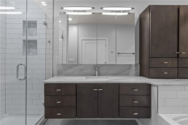 1825 Arcena St Unit 3, Downtown Pgh, PA 15219 - bathroom with vanity, a shower stall, and a tub
