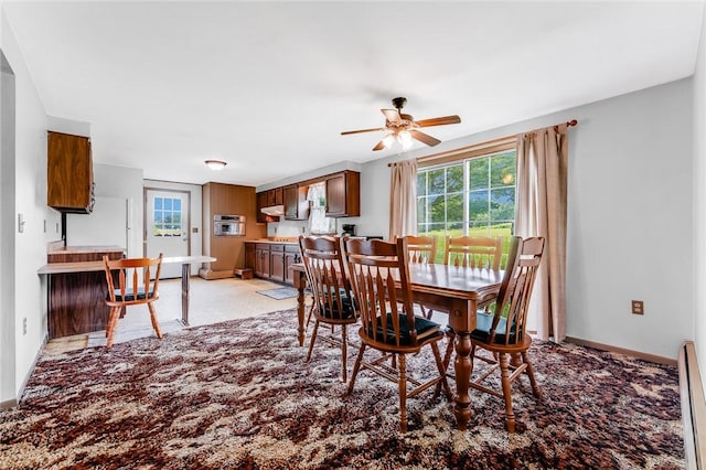 304 Wirsing Rd, Wharton Twp, PA 15440 - dining area with ceiling fan and light carpet