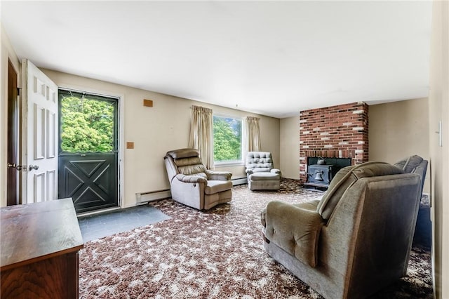 304 Wirsing Rd, Wharton Twp, PA 15440 - carpeted living room featuring a baseboard radiator