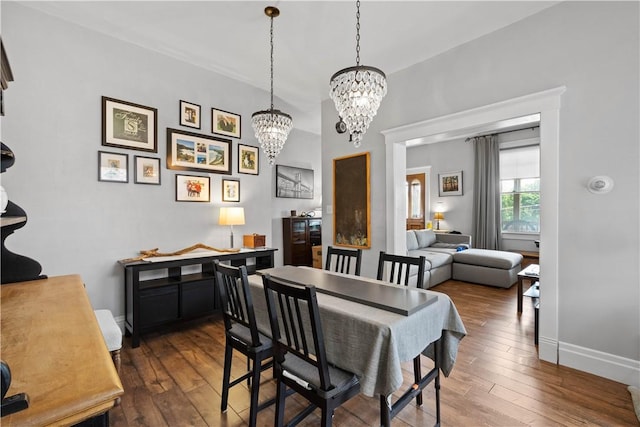 1246 Clairhaven St, Crafton Heights, PA 15205 - dining room with dark wood-style flooring and a chandelier