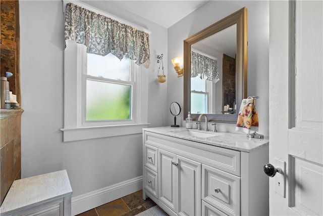 1246 Clairhaven St, Crafton Heights, PA 15205 - bathroom featuring vanity, plenty of natural light, and stone finish floors
