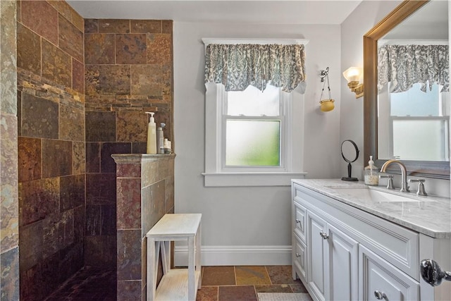 1246 Clairhaven St, Crafton Heights, PA 15205 - full bath featuring a walk in shower, vanity, and stone tile flooring