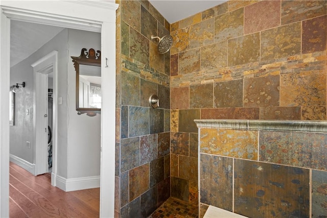 1246 Clairhaven St, Crafton Heights, PA 15205 - bathroom with a walk in shower and wood finished floors