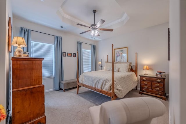 812 Theda Dori St, Cranberry Twp, PA 16066 - bedroom with a raised ceiling, carpet floors, a ceiling fan, and ornamental molding