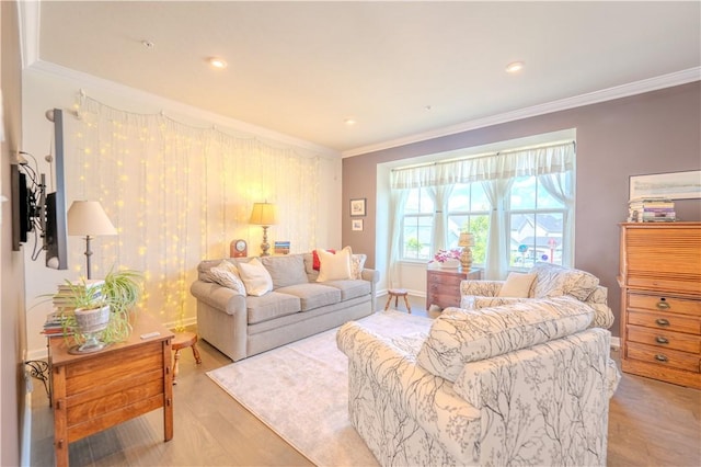 812 Theda Dori St, Cranberry Twp, PA 16066 - living room featuring crown molding, light wood-style floors, and recessed lighting